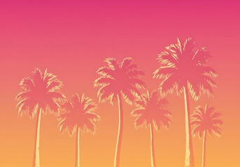 Obraz premium Coral Sunset Palms AI Generated