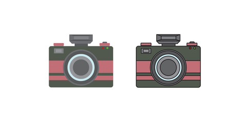 Camera icon set. Photo camera icon in different style. Vector 