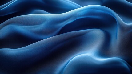 Obraz premium Abstract Blue Silk Fabric Drape, Elegant Texture and Soft Waves, Luxurious Deep Blue, Smooth and Flowing Material, Rich Color Shades