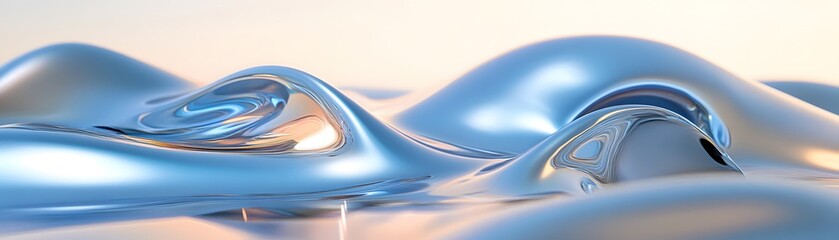 Obraz premium Abstract design of liquid forms in light blue tones.