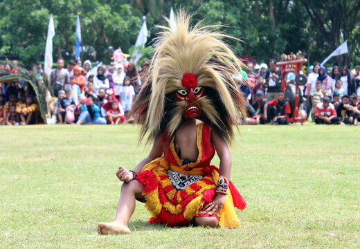 Bujang Ganong, one of the performer in Reog Ponorogo dance, East Java.