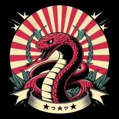 Obraz premium Anime Snake Illustration in Vintage Political Propaganda Style Design