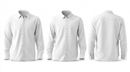 Elegant White Long Sleeve Shirt Front Designs Set for Professional Attire