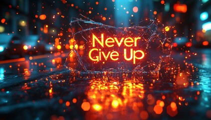 Motivational message in a shattered glass