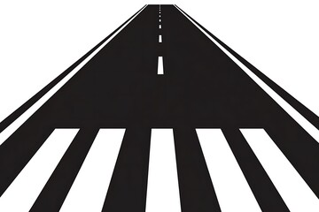 Perspective view of road with pedestrian crossing and asphalt surface