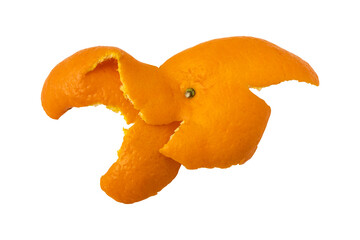 Fresh orange peel isolated on transparent background