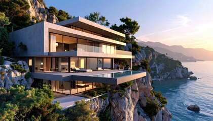 Cliffside Dream Home Modern Villa with Infinity Pool and Ocean View.