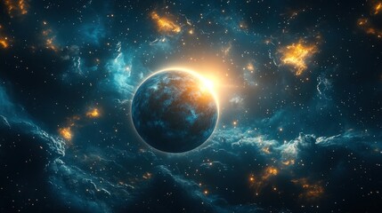 Cosmic planet, nebulae, space