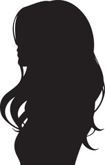 Elegant black silhouette of a woman with flowing wavy hair, capturing grace and timeless femininity. Ideal for beauty, fashion, and wellness themes.
