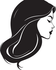 Elegant black silhouette of a woman with flowing wavy hair, capturing grace and timeless femininity. Ideal for beauty, fashion, and wellness themes.