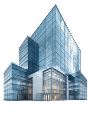 Modern Glass Office Building on White Background

