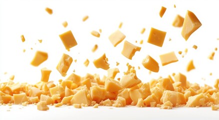 Cheese explosion! 🧀 Pieces of cheddar falling.