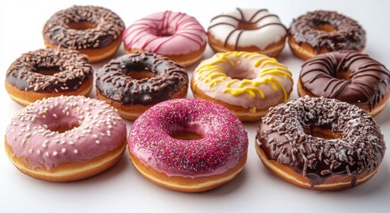 Fototapeta premium A colorful assortment of donuts, perfect for a sweet treat!