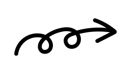 Hand-drawn swirling arrows Hand-drawn simple lines. vector illustration