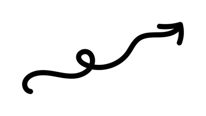 Hand-drawn swirling arrows Hand-drawn simple lines. vector illustration