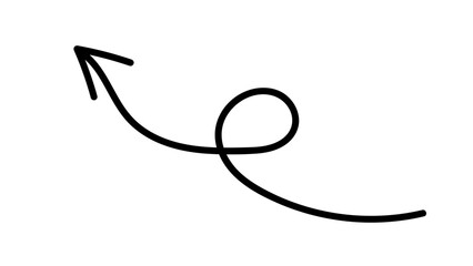 Hand-drawn swirling arrows Hand-drawn simple lines. vector illustration