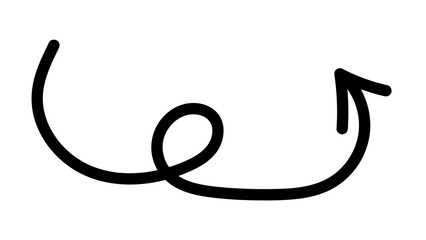 Hand-drawn swirling arrows Hand-drawn simple lines. vector illustration