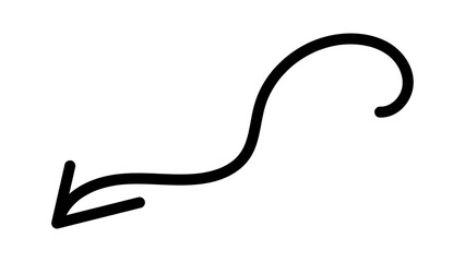 Hand-drawn swirling arrows Hand-drawn simple lines. vector illustration