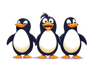 Fototapeta premium 仲良しペンギン三兄弟のイラスト
