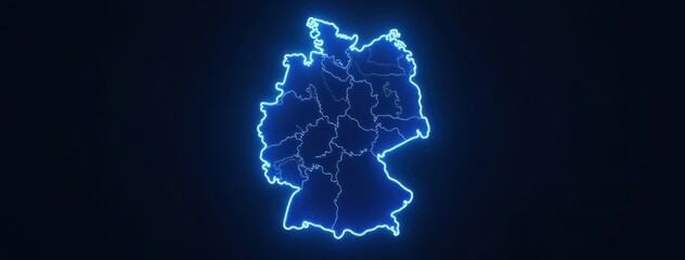 Germany in Blue: A Glowing Outline. Great for use in educational materials, travel websites, and presentations	