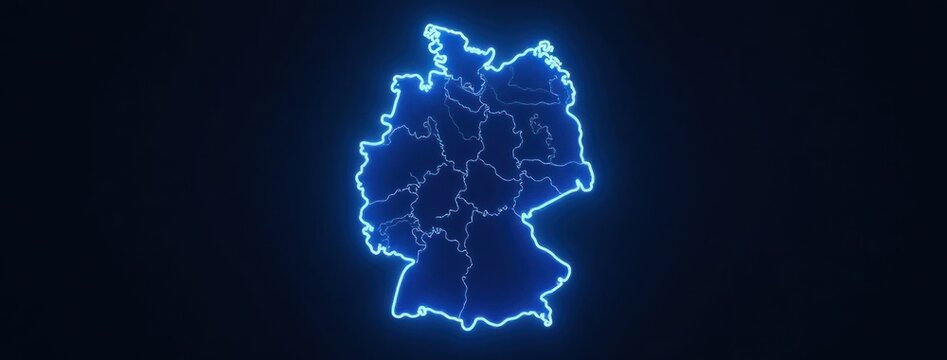 Germany in Blue: A Glowing Outline. Great for use in educational materials, travel websites, and presentations	