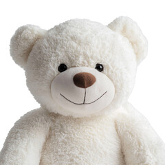 Soft White Teddy Bear with a Gentle Smile on Transparent Background

