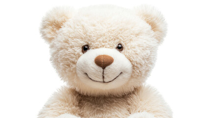 Soft White Teddy Bear with a Gentle Smile on Transparent Background

