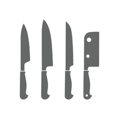 Collection of sharp knife set illustration