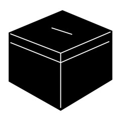Ballot Box Fill Icon. Black and White Ballot Box Symbol