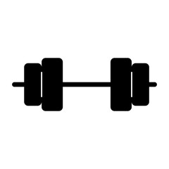 Dumbbell Fill Icon. Black and White Dumbbell Symbol