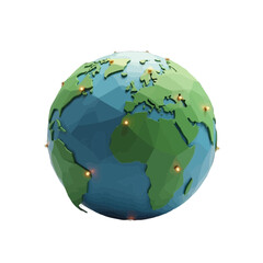 Low Poly Earth Globe with Glowing Lights