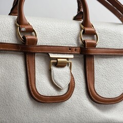 Classic leather handbag isolated on white.