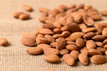 Raw almond nut seed texture background, Food ingredient
