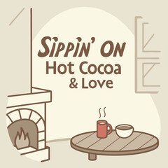 cup of coffee with cake chocolate vector T-shirt design