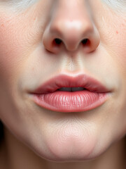 Obraz premium Seborrheic keratosis, pore, acne and wrinkles in face woman skin macro with empty space. Facial care skin problems for beauty and cosmetic background concept.