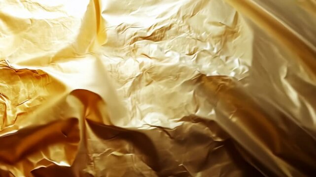 Crumpled gold foil texture with light and shadow