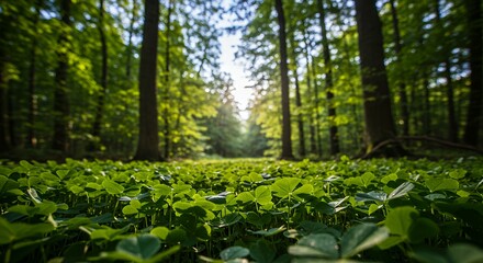 Obraz premium Forest Floor Clover with Sunlight
