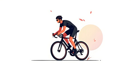 Fototapeta premium Vector illustration image showcases a cyclist in motion, speeding down a smooth road with determination and precision. Dressed in a striking jersey and, the rider professionalism. For design