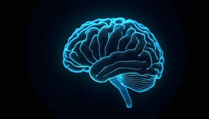 Obraz premium Human Brain Anatomy Model in Blue