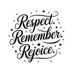 Respect. Remember. Rejoice.. Juneteenth Quotes Vector Design Isolated on White Background