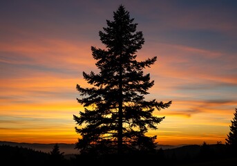 Ember Sky Silhouette AI Generated