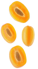 Fresh ripe papaya fruit slices with vibrant orange flesh and central seed cavity isolated on white background for healthy snack or tropical fruit concept