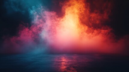 Naklejka premium Smoky Cyberpunk Studio Floor Background