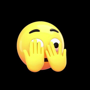 Surprised emoji face expression animation isolated asset, transparent 4K video, alpha channel, ProRes 4444