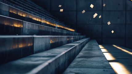Architectural staircase with light and shadow design for modern building photography art
