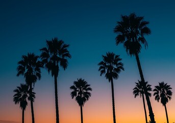 Naklejka premium Twilight Palms AI Generated