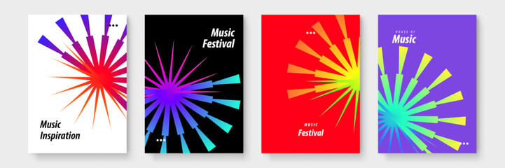 Set of four abstract colorful posters for a music festival. Suitable for event promotions, advertising, posters, flyers, and social media.