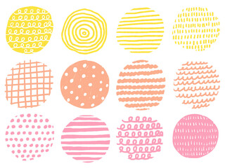 手描きあしらいセット　まる　パターン　カラーペン