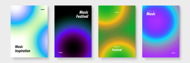 Four poster templates featuring colorful abstract designs suitable for various marketing campaigns, event promotions, and wall decorations.