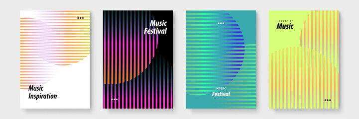 Four colorful posters featuring vibrant lines and circles, perfect for a modern and dynamic design project, advertising campaigns, or social media posts.
